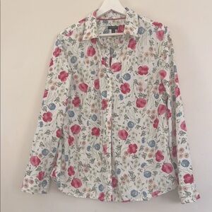 Talbots Red and Blue Casual Button Down Shirt